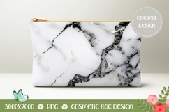 Abstract Cosmetic Bag, White Marble Cosmetic Bag Template Product Image 1