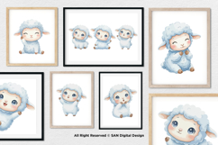 15 Bundle Watercolor Blue Cute Sheep Cute Baby Lamb Kids Product Image 4