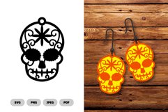 Sugar Skull Earring SVG &amp; Clipart - Cut File Product Image 1