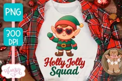 Holly Jolly PNG design, Cute Christmas elf sublimation Product Image 1