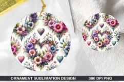 Floral Heart Stained Glass Ornament PNG, Digital Download Fi Product Image 1