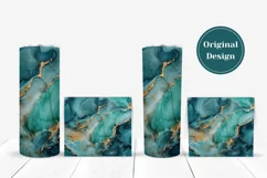 Blue Marble Tumbler Template, Gold Glitter Tumbler Design Product Image 4