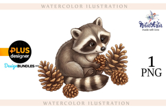 Christmas Raccoon Watercolor Illustration Product Image 1