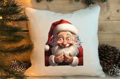 Watercolor Peeking Santa and Snowman Clipart, Christmas PNG Product Image 4