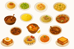 Italian &amp; French Food Watercolor Clipart Set 40 PNG Gourmet Product Image 4