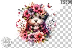 Dog With Flowers Sublimation - Clipart PNG Design Product Image 1