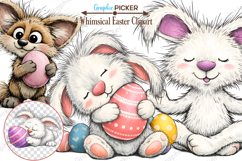 Whimsical Easter Animals PNG, Whimsical Bunny Easter Clipart Product Image 1