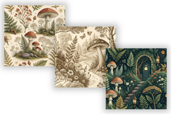 Cottagecore Mushroom Toile Digital Paper, Seamless Woodland Product Image 4