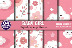 Baby Girl Pattern Digital Paper Background PNG Product Image 1