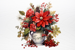 Christmas Flower Bouquet Clipart PNG Product Image 4