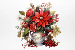Christmas Flower Bouquet Clipart PNG Product Image 4