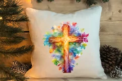 Christmas Cross Watercolor Clipart, Jesus Christ Clipart Product Image 4
