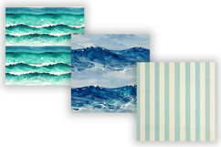 Ocean Breeze Digital Paper Pack, Coastal Wave Seamless Product Image 4