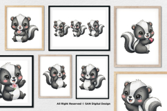 15 Bundle Watercolor Cute Skunk Stripe Forest Tail Kids Product Image 4