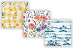 Preppy Summer Floral Digital Paper, Seamless Watercolor Product Image 4