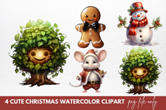 Cute Christmas Watercolor Clipart Sublimation PNG Product Image 1