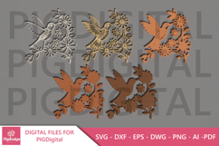 3D Layered Hummingbird with Daisy Flowers Product Image 4