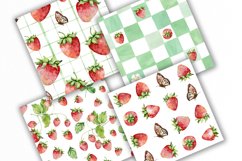 Watercolor Strawberry digital paper, Seamless Pattern Product Image 4