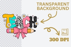 TEACH Sublimation Design | Leopard Print Teacher PNG | Retro Product Image 3