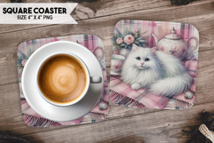 Cute Cat Square Coaster PNG Bundle, Printable Cat Bundle Product Image 5