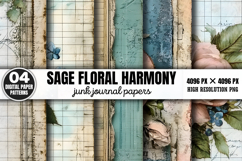Sage Floral Harmony Junk Journal Bundle PNG Product Image 5