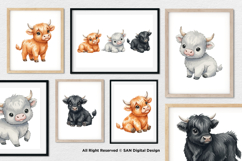 15 Bundle Watercolor Highland Buffalo Horn Farm Sticker Product Image 4