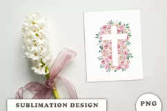 Watercolor Floral cross sublimation Png Product Image 4