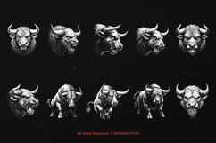 10 Bundle Dark Art Bulls Beast Animal with Horn Tattoo Product Image 6