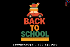 Back to School Retro Car and Books Sublimation Design Product Image 1