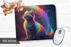 Glowing Rainbow Cat Art Mouse Pad PNG Design Product Image 1