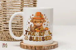 Thankful and Blessed PNG, Cow Thanksgiving Sublimation Product Image 3