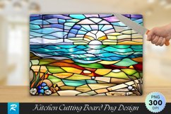 Beach Stained Glass Cutting Board Sublimation Design Product Image 1