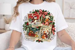 Vintage Christmas Postage PNG, Holiday Airmail Stamp Art PNG Product Image 4