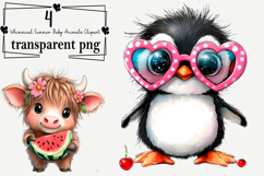 Whimsical Summer Baby Animals Clipart Watercolor PNG Product Image 1