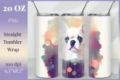 Watercolor Dog Sublimation Tumbler Wrap | 20 oz Straight Png Product Image 1