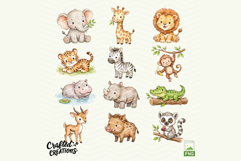 Safari Animals Clipart, Cute Watercolor Jungle Animals PNG Product Image 4