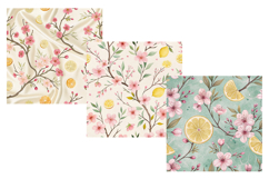 Cherry Blossom Lemon Digital Paper, Seamless Pattern Product Image 4
