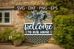 Welcome To Our Home, Door Hanger SVG, Dog Round Sign SVG Product Image 3