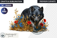 Floral Wolf Fantasy clipart, Botanical Wildlife Graphics PNG Product Image 1