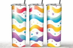 20oz Skinny Tumbler Sublimation, Christmas Rainbow Design Product Image 1