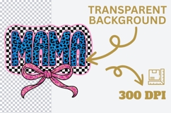 Blue Glitter Mama PNG with Pink Bow Product Image 3