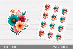Wildflowers Sticker Design. Floral Sticker Printable Product Image 1