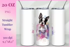 Watercolor Dog Sublimation Tumbler Wrap | 20 oz Straight Png Product Image 1