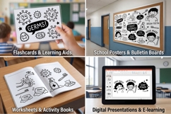 Hygiene &amp; Health Doodles SVG Bundle | Kids Germs Clipart Product Image 4