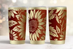20oz Tumbler laser svg wrap|Sunflowers seamless pattern Product Image 4