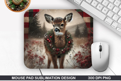 Deer Mouse Pad Sublimation, Christmas Mouse Pad PNG Product Image 1