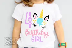 Four Birthday Unicorn SVG - 4th Birthday Unicorn Shirt PNG Product Image 2