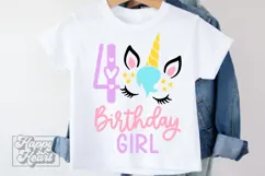 Four Birthday Unicorn SVG - 4th Birthday Unicorn Shirt PNG Product Image 4