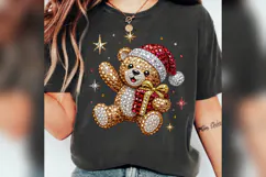 Christmas Teddy Bear PNG, Rhinestone Santa Bear Design, Product Image 3