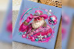 Pink Cowboy Santa PNG, Western Christmas Disco Santa, Leopar Product Image 4